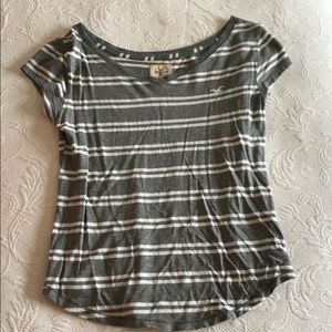 Hollister Gray and White Stripes Shirt